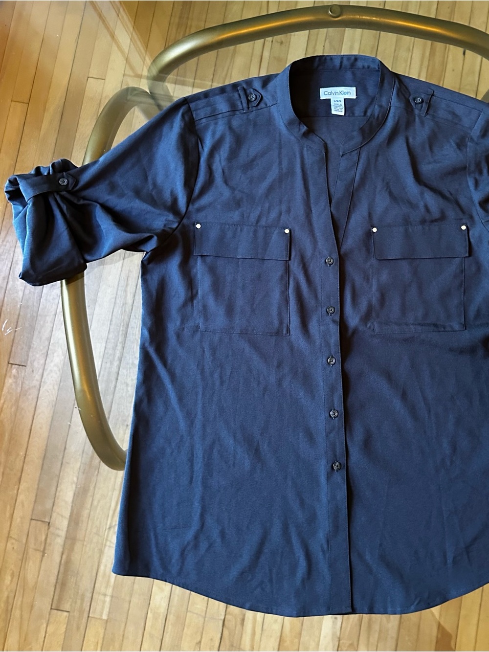 Calvin Klein Sheer Black Button-Down Shirt - Size M